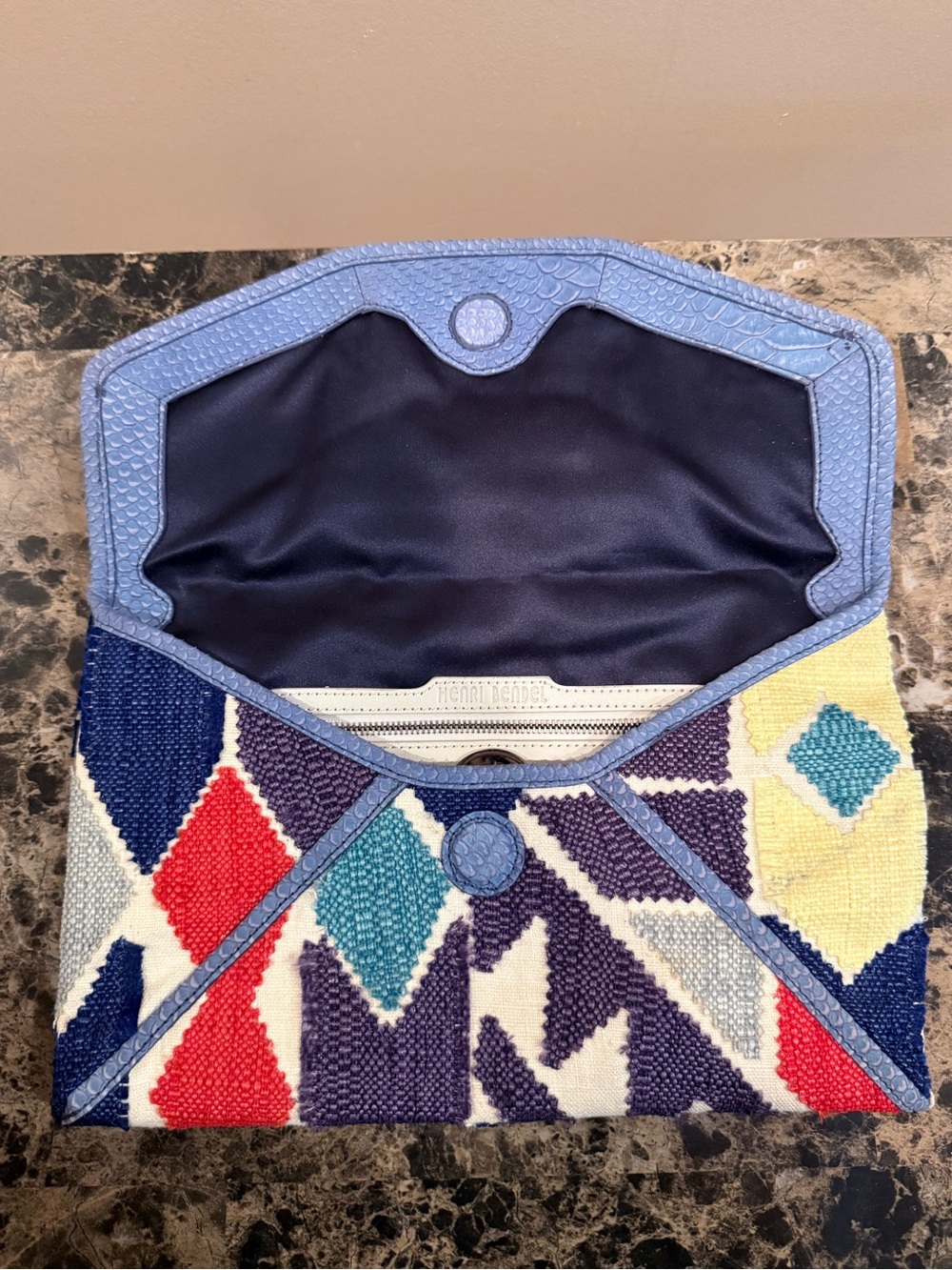 Henri Bendel Geometric Print Clutch RARE - Picture 9 of 16